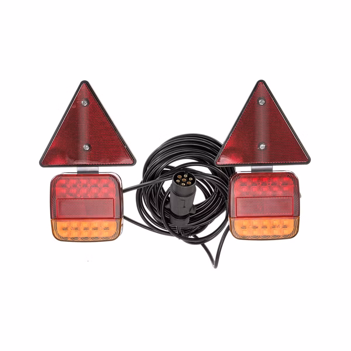 Zestaw świateł przyczepy 7,5 m + 2,5 m LED, kompletny z trójkątami na śruby Zestaw świateł przyczepy 7,5 m + 2,5 m LED, kompletny z trójkątami na śruby