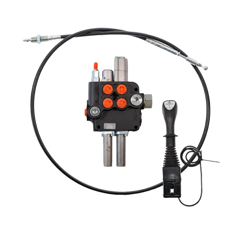 Rozdzielacz hydrauliczny 2 sekcyjny 02P80 80L sterowany linkami i joystickiem