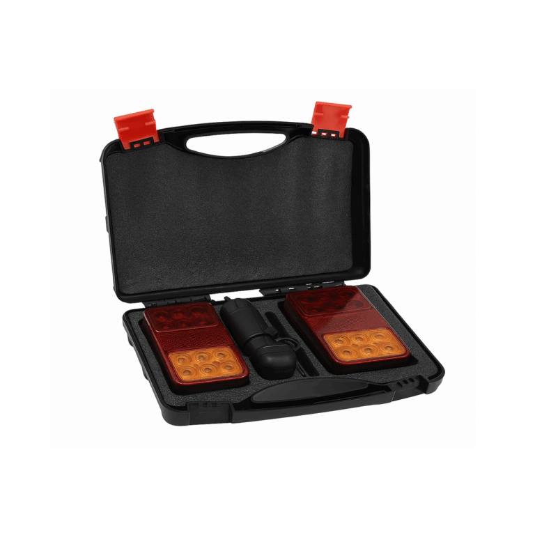 Zestaw świateł lamp 18 LED na magnes bezprzewodowe 12/24V w walizce z wtyczką 7 PIN i przewodem